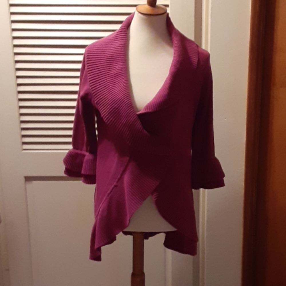 Thick, Berry-colored, one-button, sweater